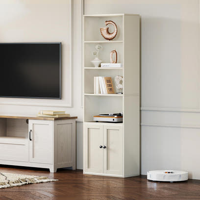 Coleshome 5-Tier Tall Bookcase with Doors