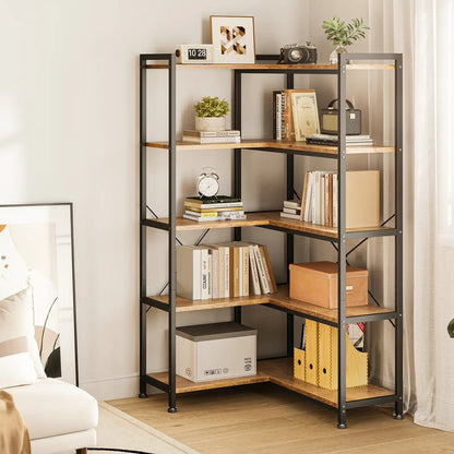 Coleshome 5-Tier L-Shaped Corner Bookshelf