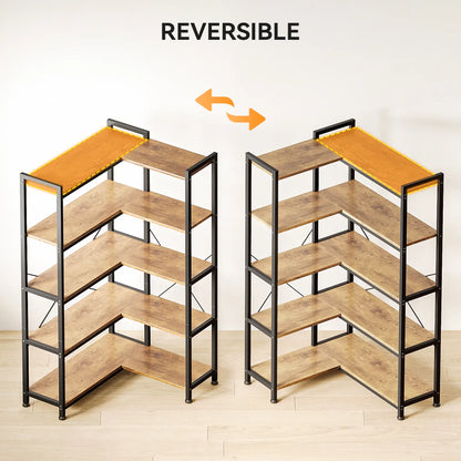 Coleshome 5-Tier L-Shaped Corner Bookshelf