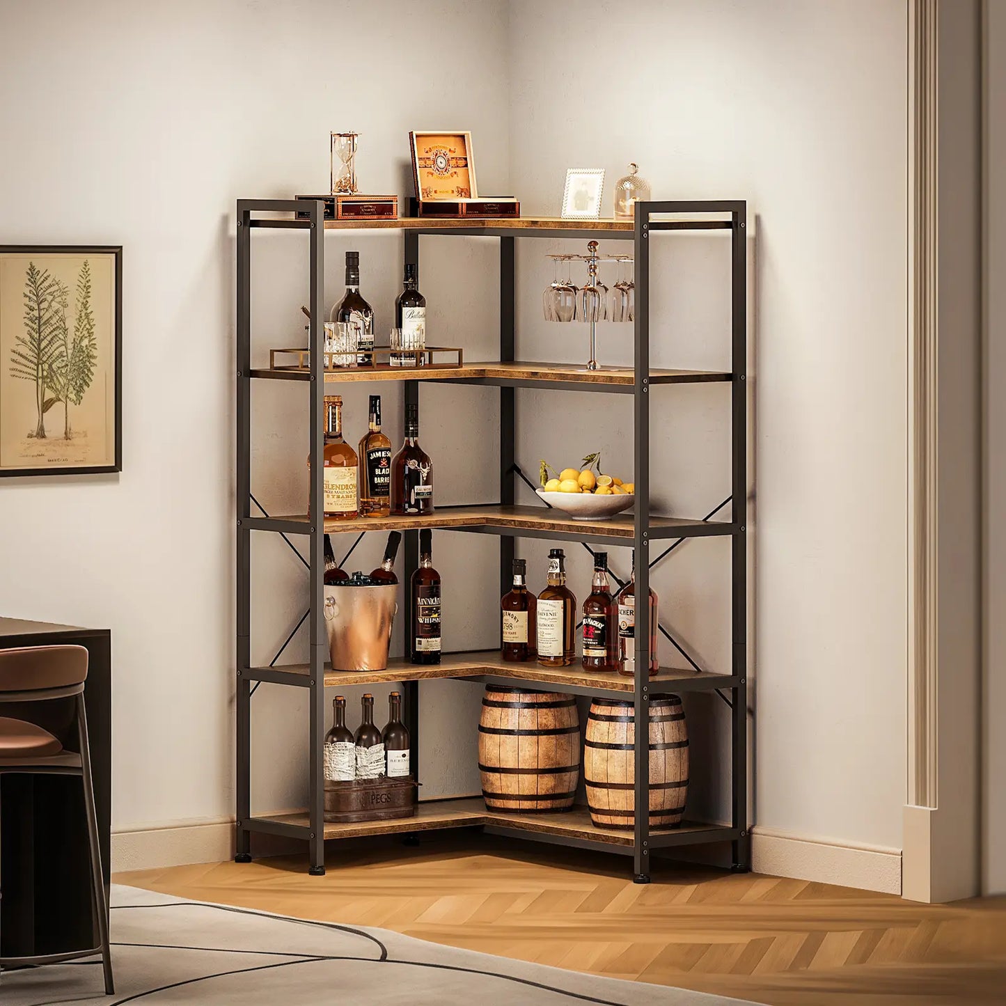 Coleshome 5-Tier L-Shaped Corner Bookshelf