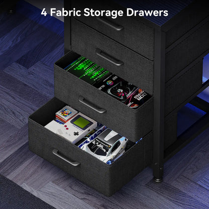 Coleshome black corner desk with desktop shelf and 4 drawers storage organization