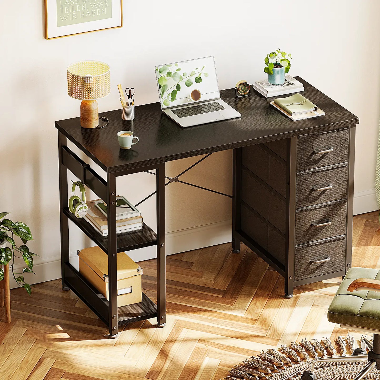 Coleshome 40”x16” Narrow Storage Desk with 4 Drawers
