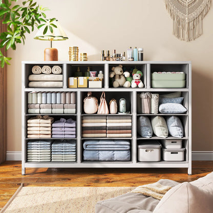 Coleshome white 55 inch 13 drawer wide fabric storage dresser cabinet storage organization